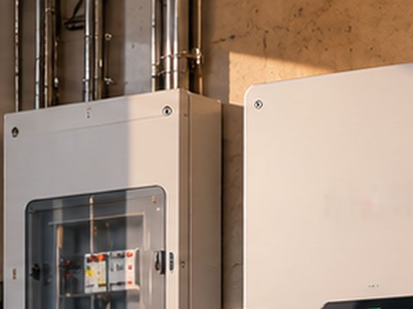 Illusztráció: elosztószekrény és hibrid inverter kijelzővel